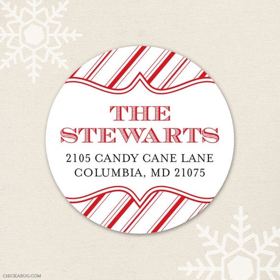 Christmas Candy Cane - Personalized address labels - Sheet of 24 Il_570xn
