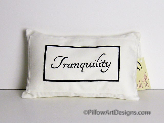 Tranquility Pillow Black White Accent Hand Painted