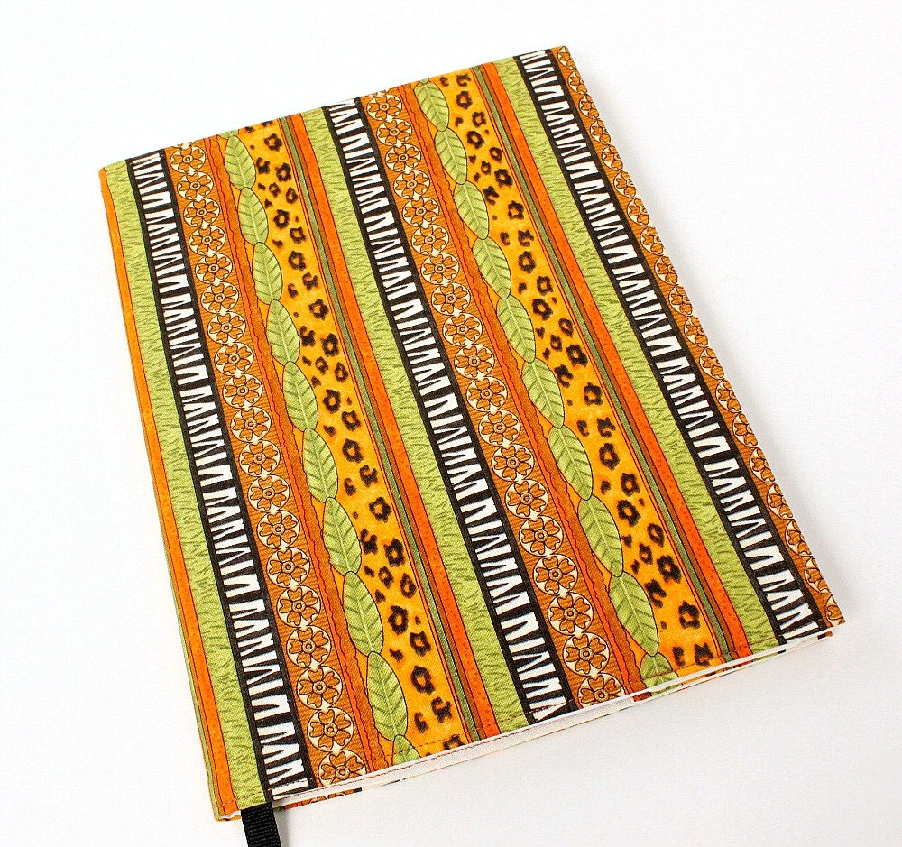 Notebook cover - fabric journal cover for composition books - Jungle Stripe (LAST ONE)