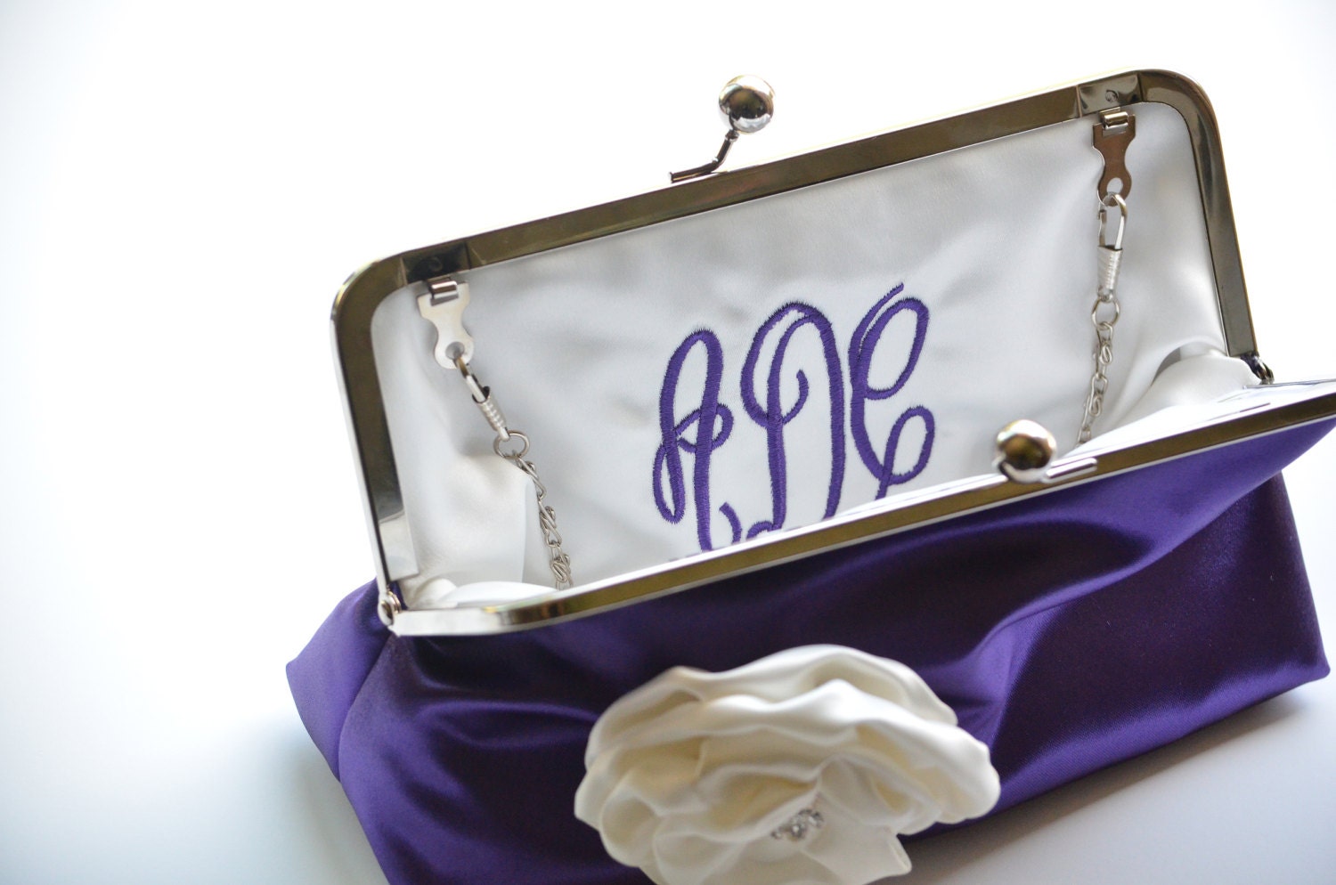 Monogrammed Custom Embroidered Clutch Purse Bag - Personalized Bridesmaids Gifts -