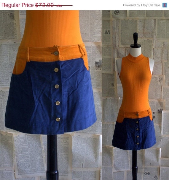 SALE Vintage 1970s Hippie Clothing Outfit 70s Skort and Top Hip Hugger Womens Size Small