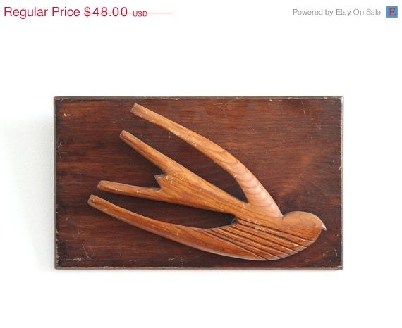 SALE Vintage Wall Art - Mid Century Modern Flying Sparrow