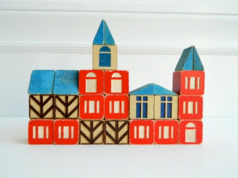 Super Chippy, Shabby, Well Loved Scandinavian cottage style blocks 25 pieces