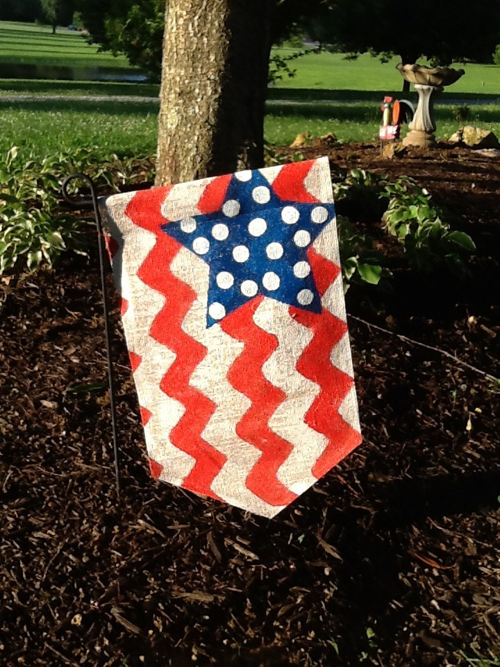 American chevron and polkadot flag door hanger or garden flag