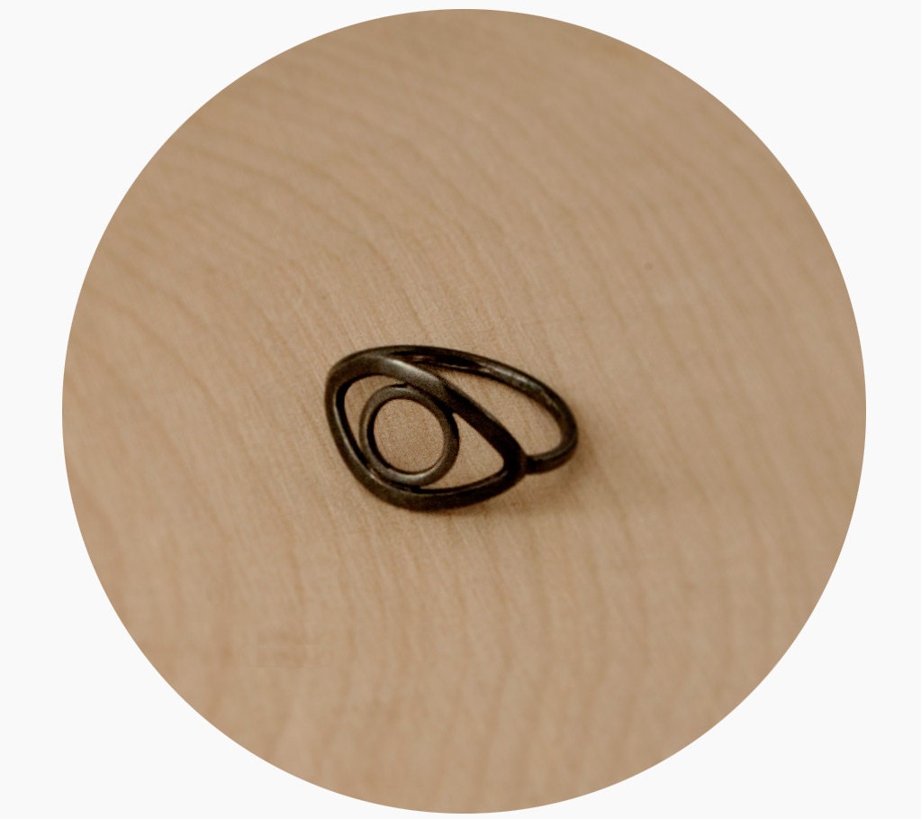 Black Third Eye Ring // Sterling silver Jewelry Metalwork