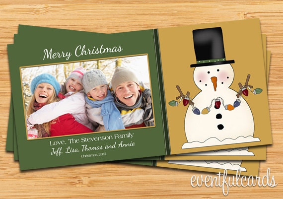 Snowman Christmas Photo Card 2012 - 8" x 4" - Printable Il_570xn
