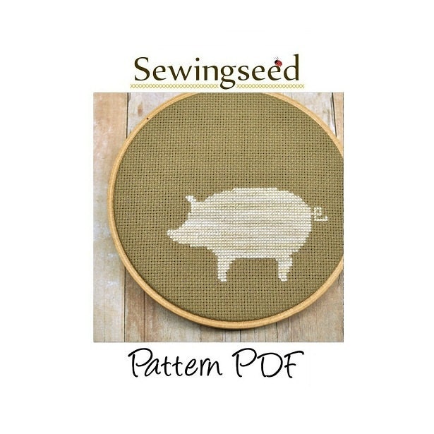 INSTANT DOWNLOAD Pig Silhouette Cross Stitch Pattern