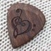 Treble and Bass Clef Heart - Handmade Laser Engraved Exotic Wood Guitar Pick - Caribbean Rosewood
