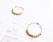 Gold Faceted Bead Hoop Earrings - Simple Geometric Earrings