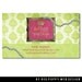 Premade Business Card Design, Digital Business Cards, Vintage Damask Green PInk, Print at Home or Online Business Card Template