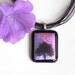 Dichroic Fused Glass Pendant Necklace, Black Tree on Pink Purple and Black Glass