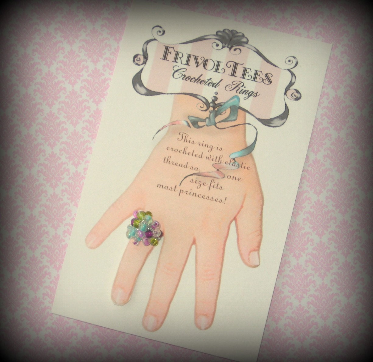 Crocheted Bead Cluster Ring for Little Girls - Custom Order Colors