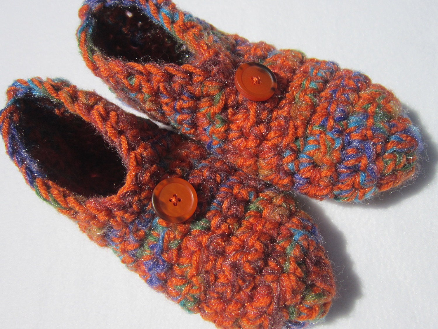 Crochet Slippers in Rust Size Small