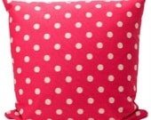 Fuschia Pink PIllow Cover - Ikat Dots- Fuschia and Ivory