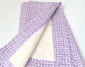 Organic Baby Blanket - French Abstract Purple on Cream Print