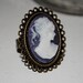 Blue Girl Cameo Antique and Vintage Style Bronze Adjustable Ring
