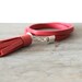 Double Wrapped Bright Red Leather Bracelet with a Tassel