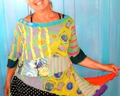 Looks Like a Salad funky reconstructed hand painted tunic