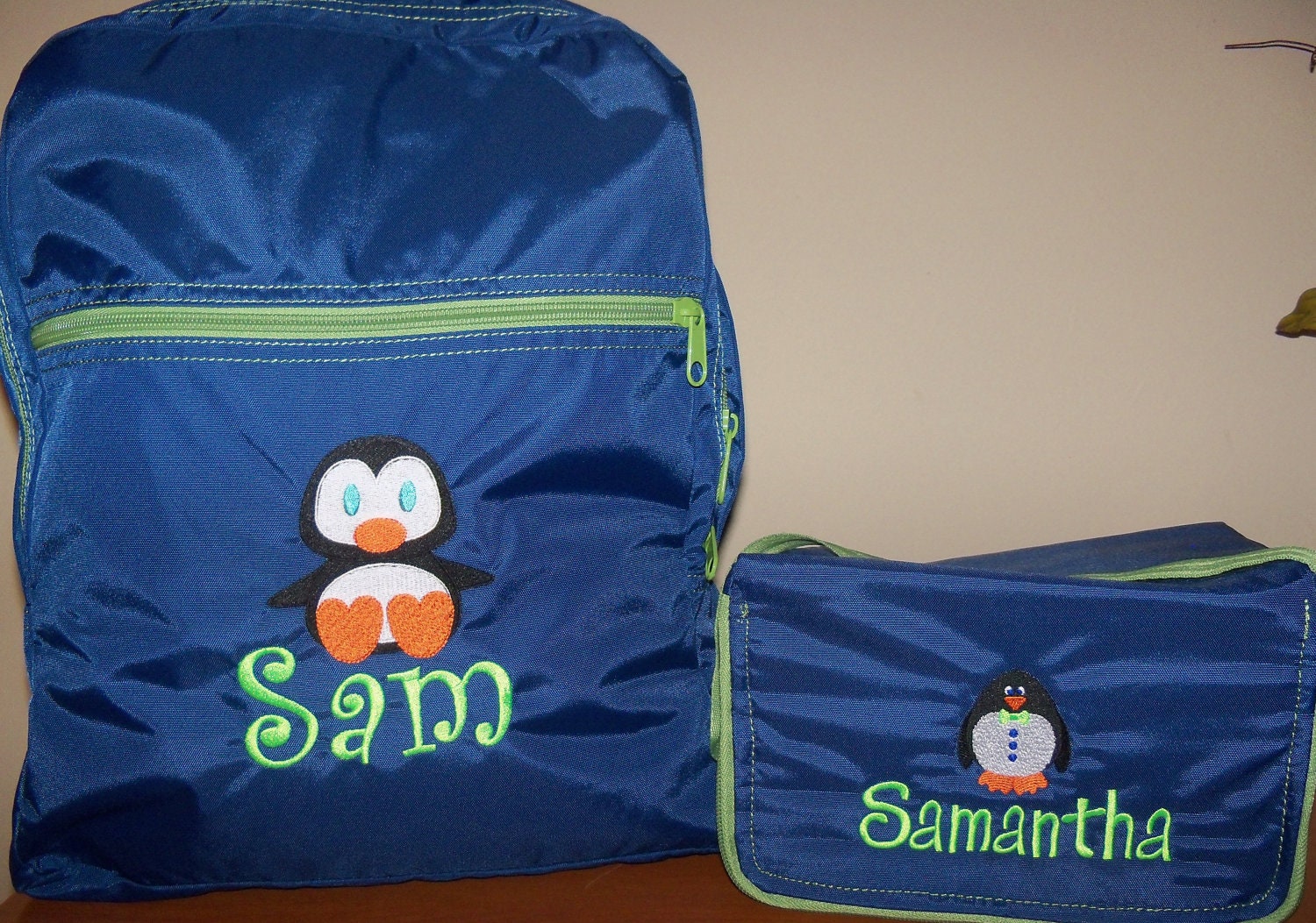 Personalized Blue and Green Backpack