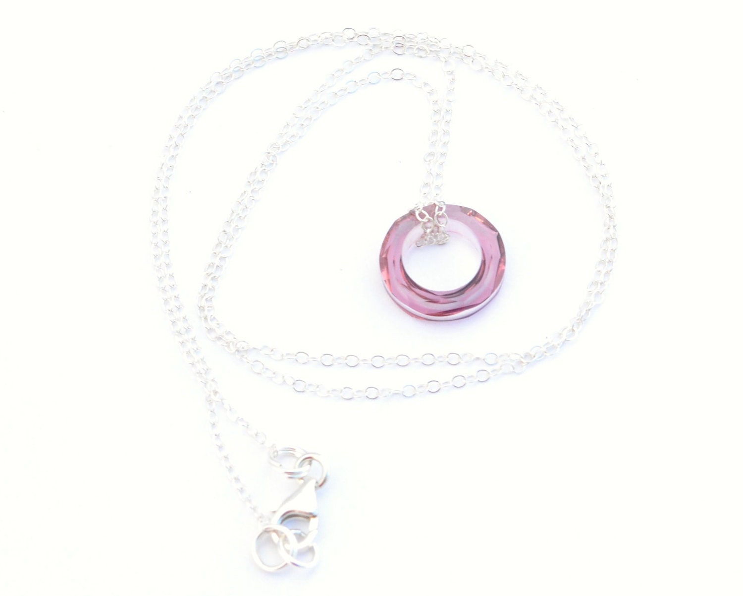 Circle Eternity Pendant Necklace Antique pink swarovski crystal