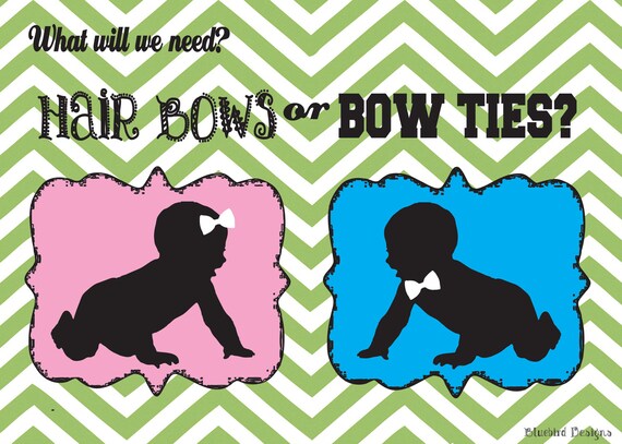 Items Similar To Gender Reveal Card Hair Bows Or Bow Ties On Etsy 5764