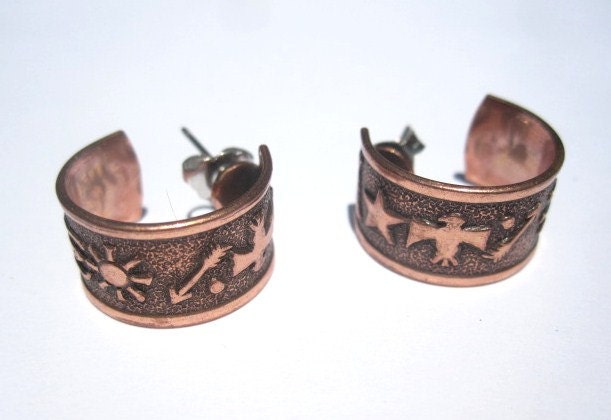 Native American Themed Copper Earrings