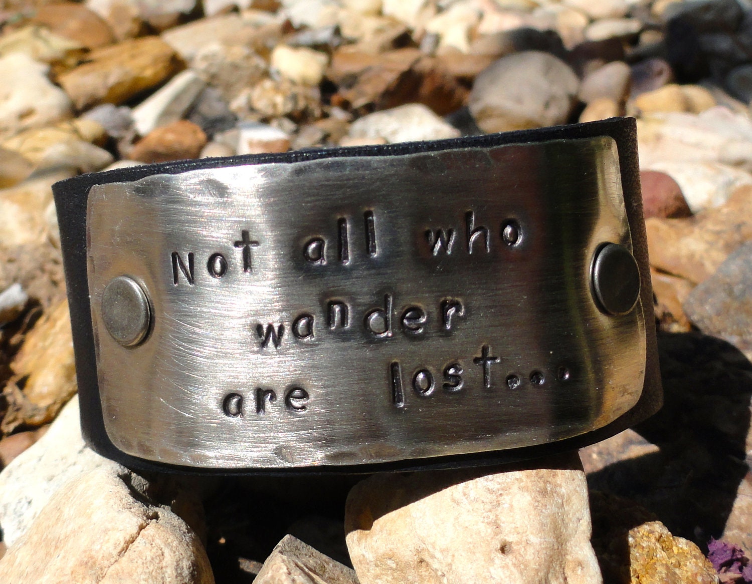 Not all who wander are lost... leather cuff bracelet
