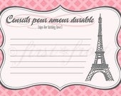 Printable Advice Cards - French Themed Eiffel Tower Paris Party Il_170x135