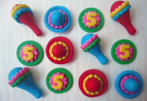 Edible Cupcake Toppers - Mexican Fiesta Fondant Cupcake Decorations Il_570xn