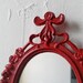 Small Oval Mirror in Vintage Lipstick Red Frame - Revived Vintage
