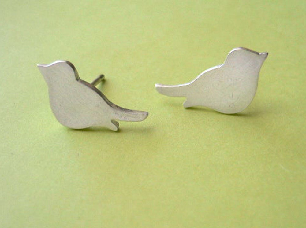 Bird Silhouette Stud Earring - silver everyday earrings