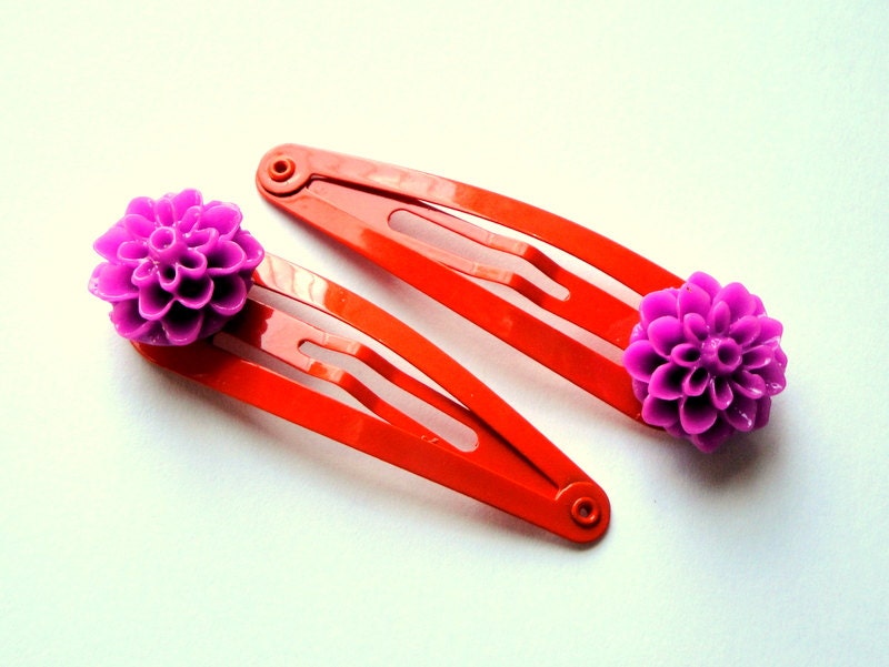 Purple Dahlia Hair Clips