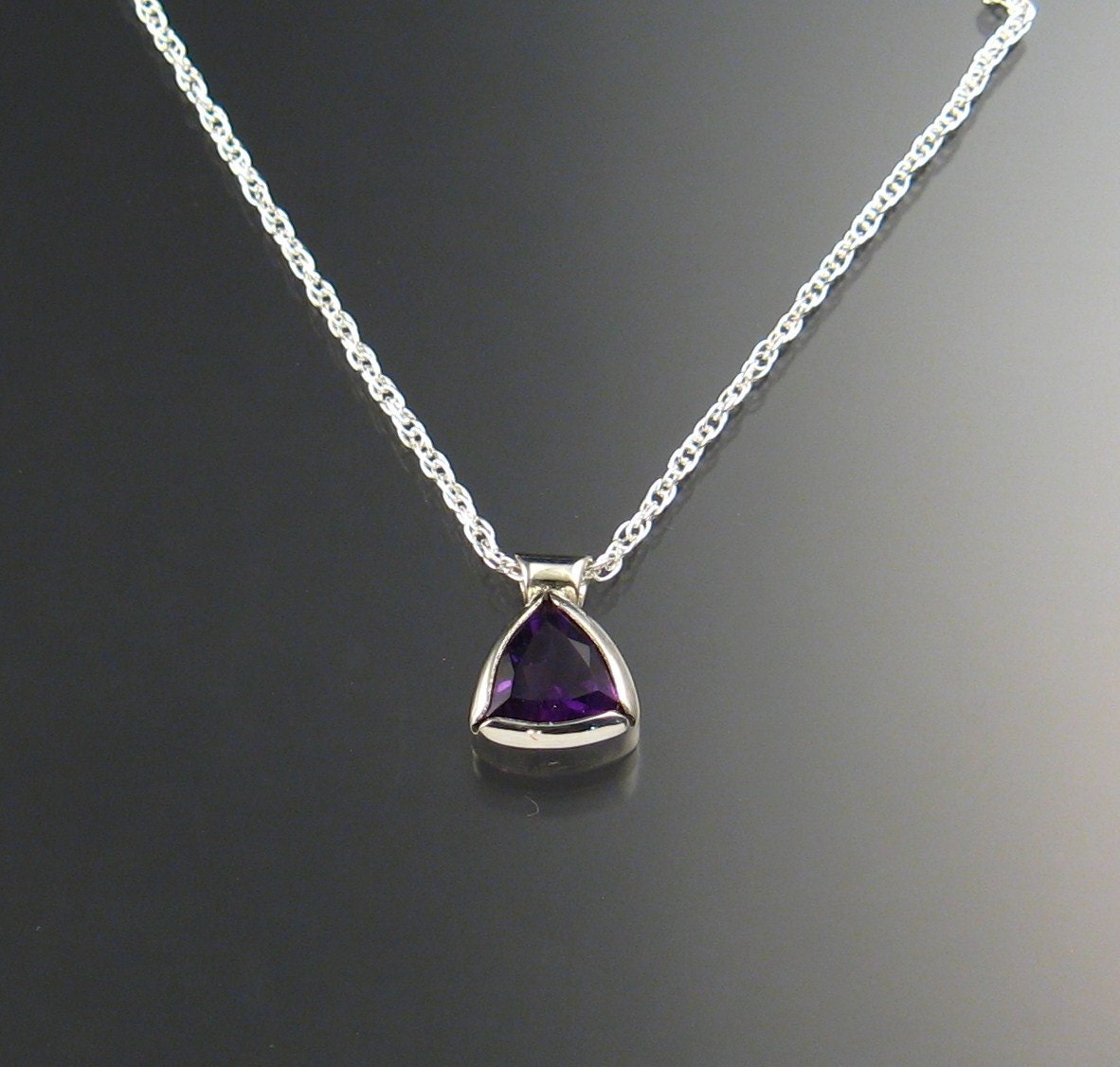 Amethyst Triangle Necklace Sterling Silver And Natural Stone