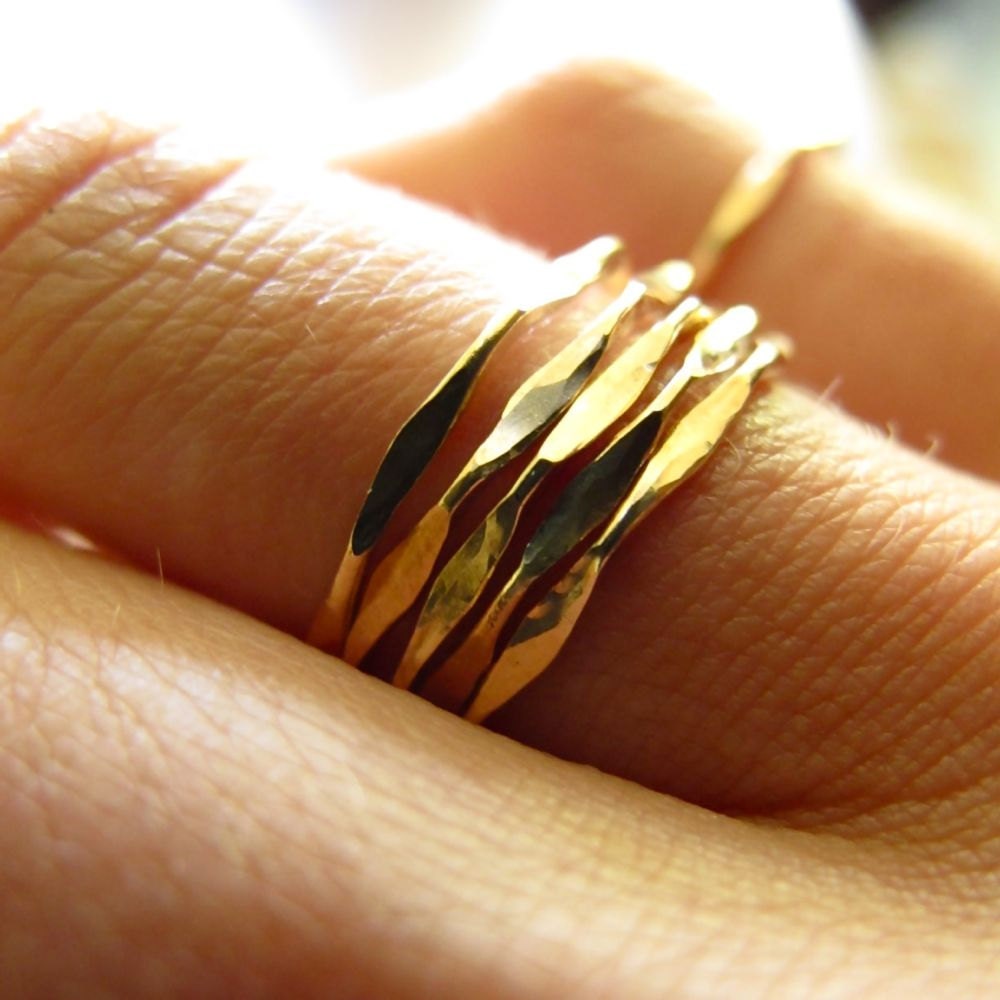 5 I'm Hammered Gold Stacking Rings - Set of Five 14K Gold Filled Wavy Stacking Rings