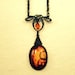Clockwork Necklace Steampunk Jewelry Victorian Pendant Necklace Orange Glass Antique Style