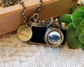 1000 Words Camera Necklace Hand Stamped Charm