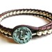 Leather wrap bracelet silver beads - Skinnies - antique Victorian button, Bohemian, crane, bird, boho gypsy cowgirl, stackable bracelet