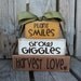 Primitive Autumn Fall Grow GIGGLES Plant SMILES Harvest LOVE Wood block set fall autumn pumpkin home seasonal decor personalized gift