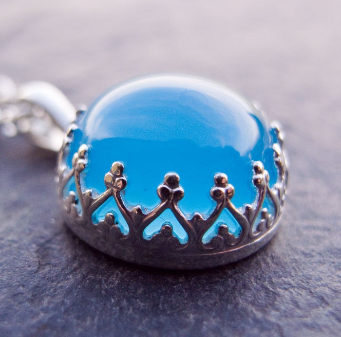 Blue Chalcedony Necklace. Chalcedony Pendant