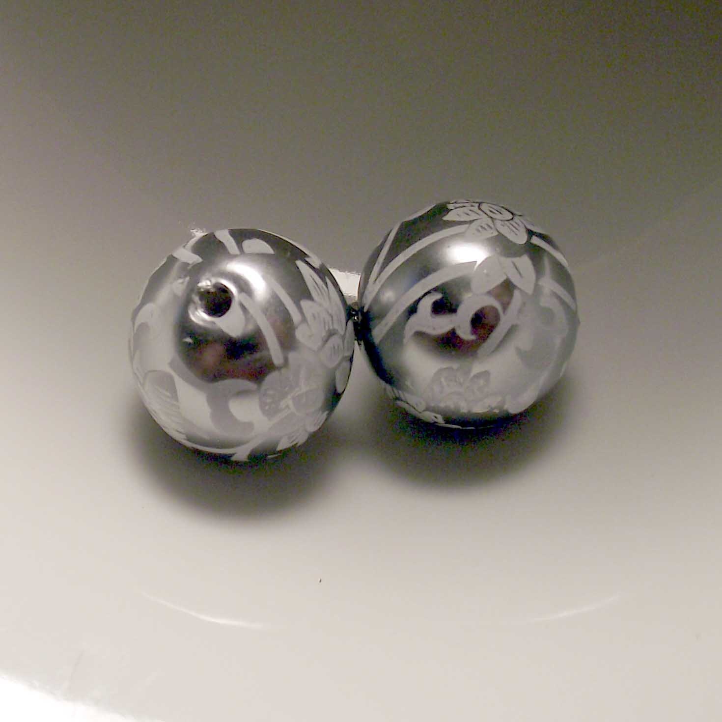 2 Large Vintage Plastic Gray Grey Silver Beads DESTASH