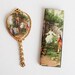 Vintage 50s 60s French Silk Purse Mirror & Comb Set