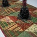 Christmas Table Runner Triangles Plaids Red Gold Green Handmade Quilted Ready to Ship One of a Kind