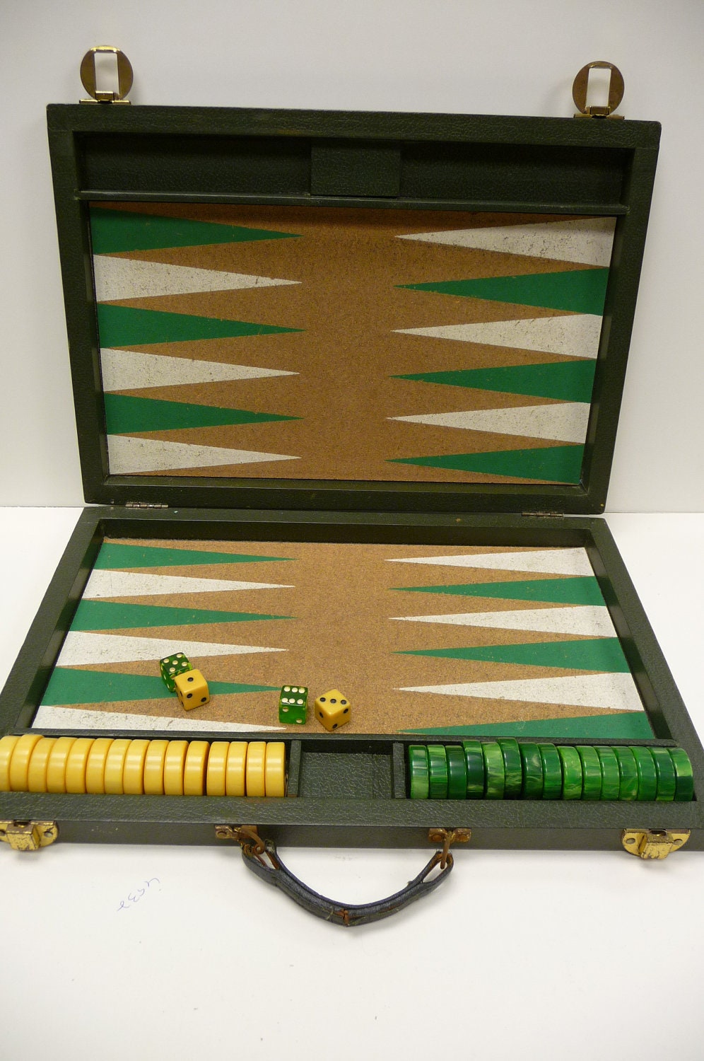 Vintage Bakelite Backgammon Big Cork board game by SalvageRelics