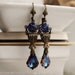 Sapphira Aged Brass and Swarovski Earrings - Blue - Sapphire - September - Victorian - Vintage - Fall - Autumn - Bridal
