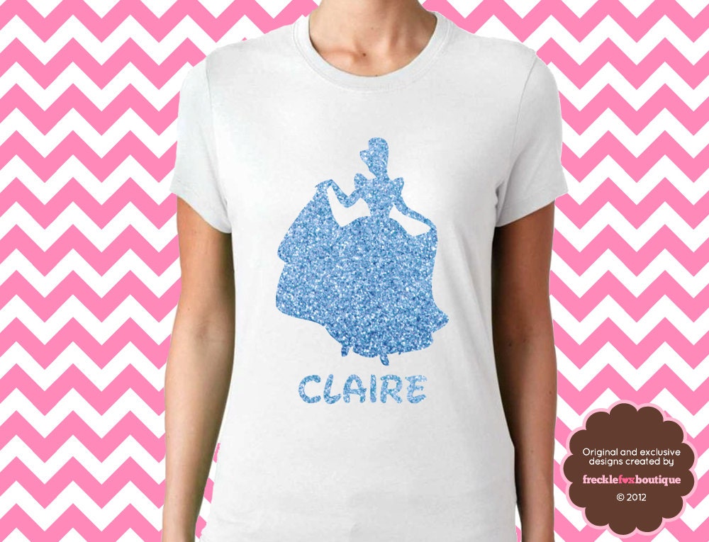 Disney Princess Cinderella Shirt Glass Slipper Aurora Ariel Belle Jasmine Tinkerbell Snow White Personalized Short Sleeve Tee Shirt