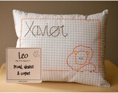 Personalized pillow, zodiac baby birth pillow, Xavier the Leo