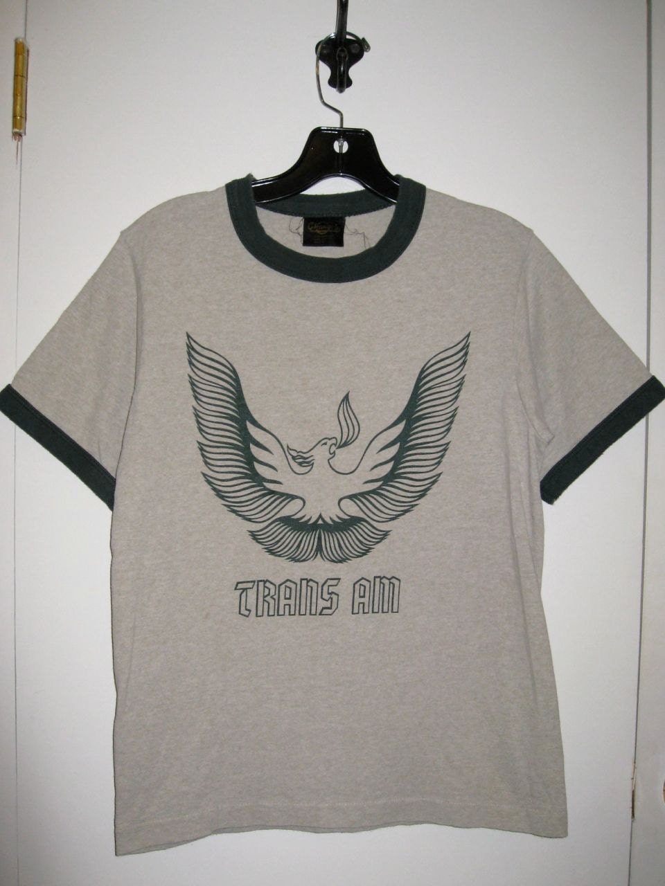 Vintage 1970's Trans Am Logo Firebird Auto Muscle Car Ringer T-shirt size Small