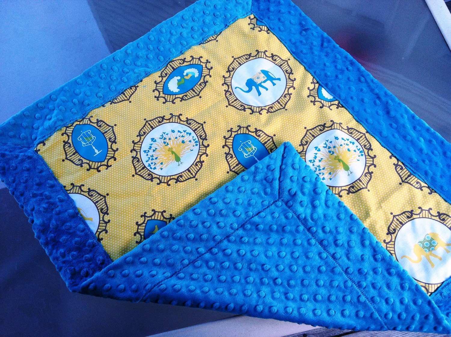Baby Blanket- Minky Blanket- Teal Minky Blanket- Baby Bedding- Elephant Blanket