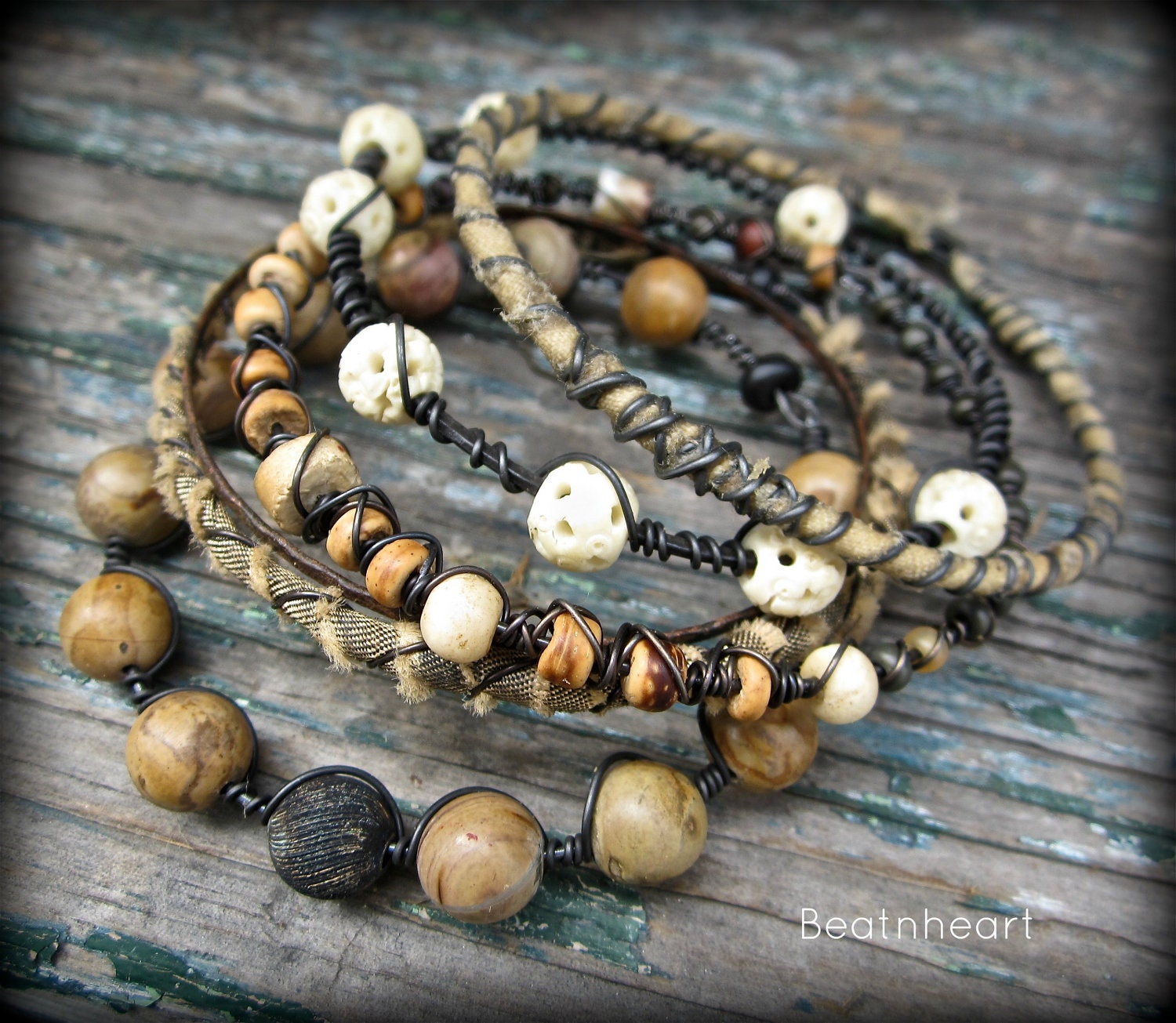 Desert Sands.. Tribal gypsy bangle stack bracelets