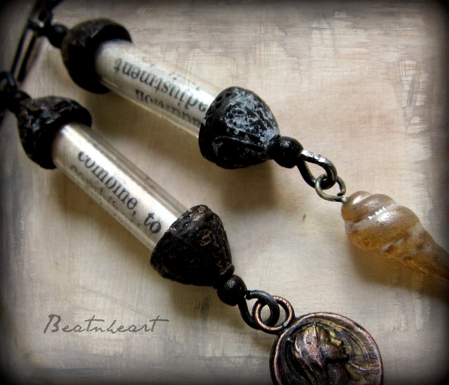 Divine Intervention. dangle earring assemblage boho rustic tribal